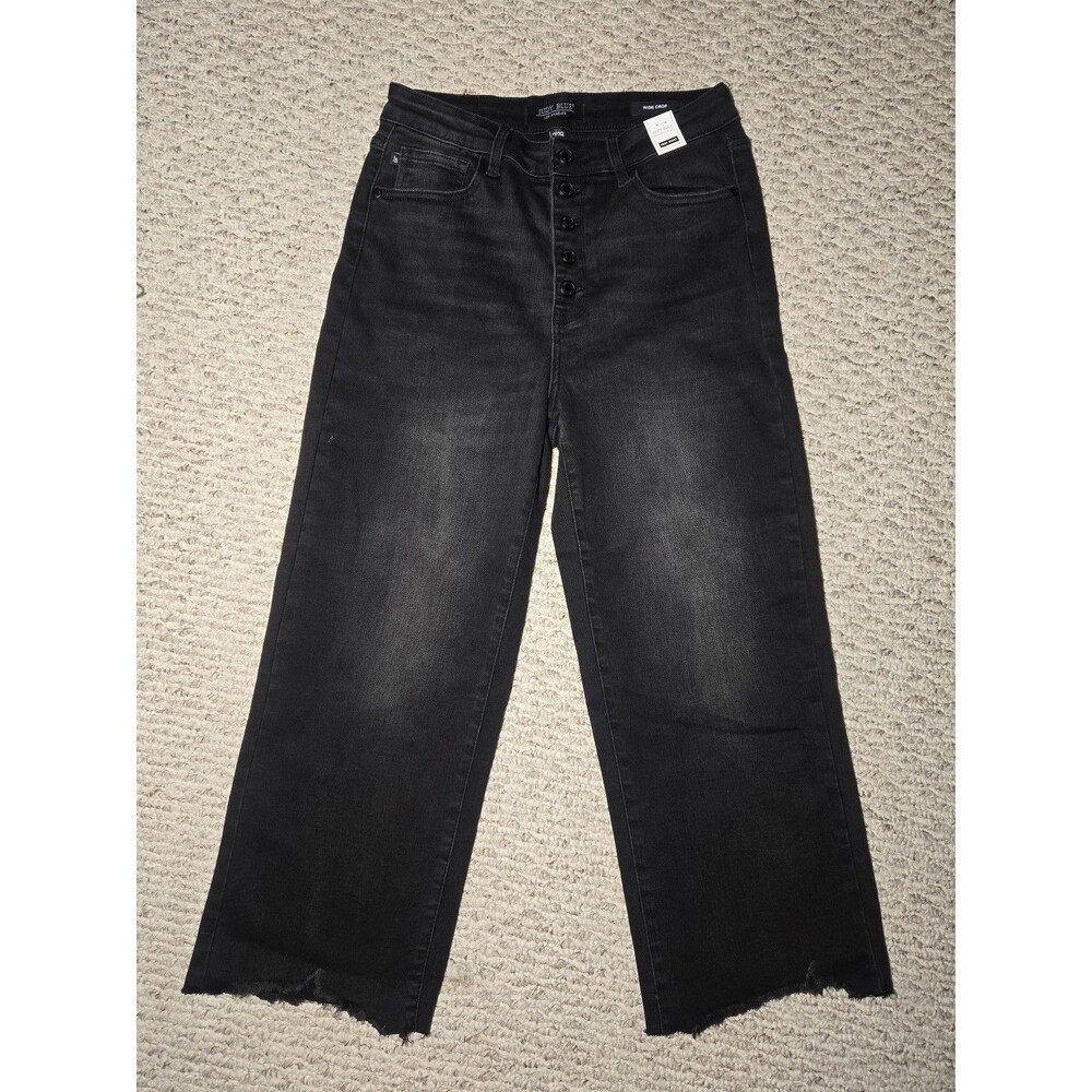 Nwt Judy Blue Wide Leg Crop Ankle High Waist Jeans Denim Black Women 9/29